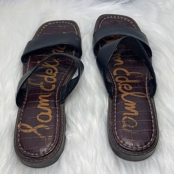 Sam Edelman Haydee Black Leather Slide Sandals Sz 8.5