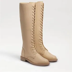 Sam Edelman Nance Lace Up Eggshell Leather Knee High Boots NWOB