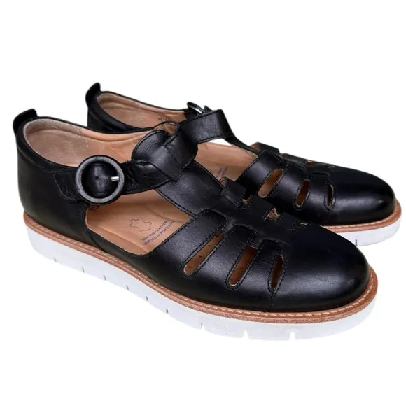 Samuel Hubbard Black Leather Fisherman Sandals Size 7.5