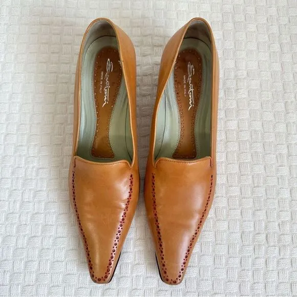 Santoni Made in Italy Leather Loafers Womens Size 9