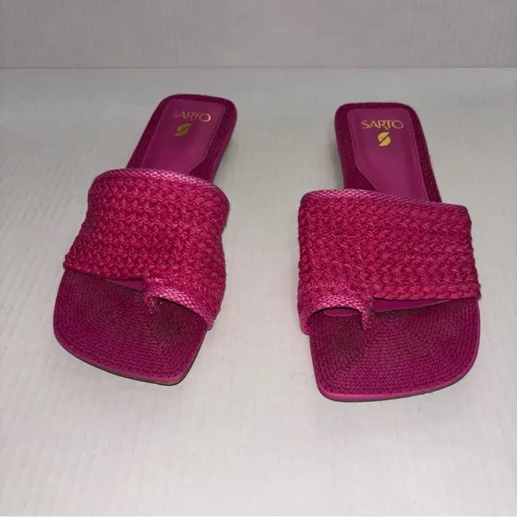 SARTO By Franco Sarto Pink Woven Slide Sandals