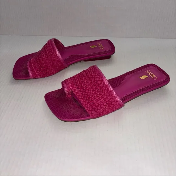 SARTO By Franco Sarto Pink Woven Slide Sandals