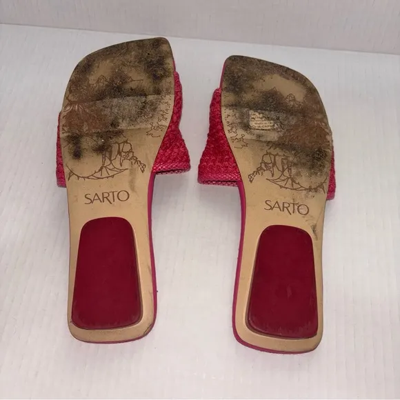 SARTO By Franco Sarto Pink Woven Slide Sandals