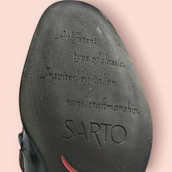 SARTO Black Leather Horsebit Accent Cushioned Loafers size 40 10M