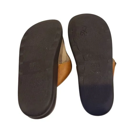 SAS Shoes Womens 9.5M Sanibel Sandals Tan Leather Thong Slide Tripad Comfort‎