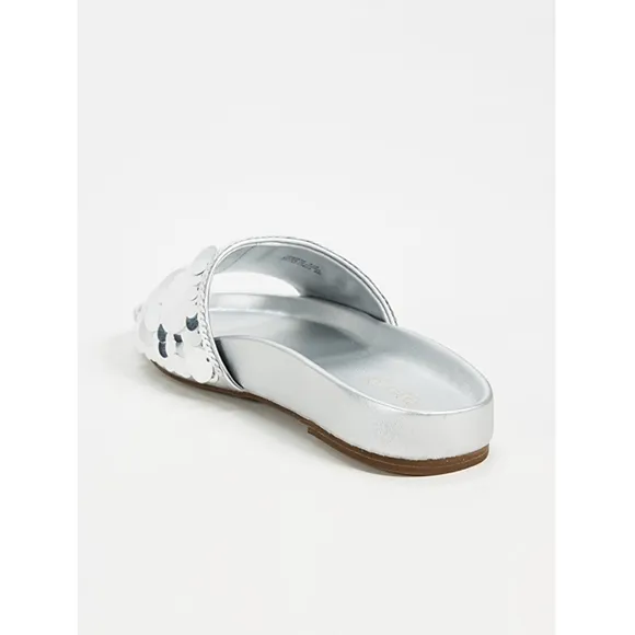 Sassy Rachel Zoe Silver Sequin Slide Sandals