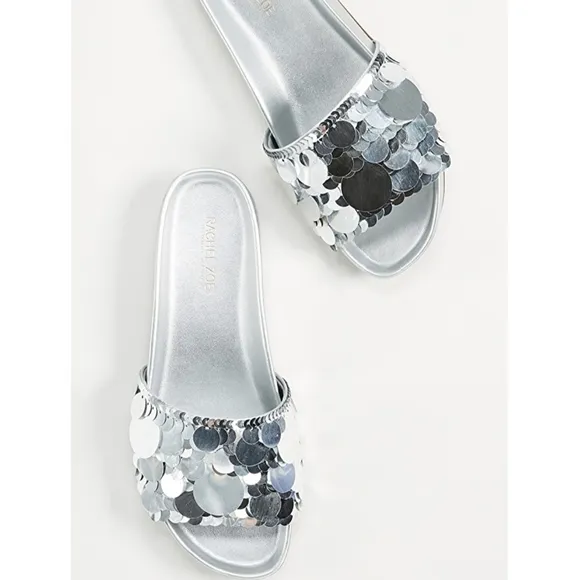 Sassy Rachel Zoe Silver Sequin Slide Sandals