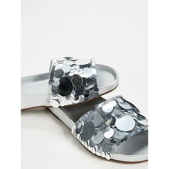 Sassy Rachel Zoe Silver Sequin Slide Sandals
