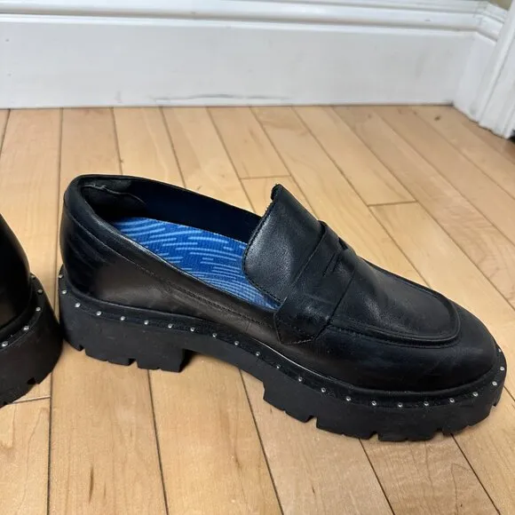 SCHUTZ Christie Studs Loafer Black Lug Sole Size 9