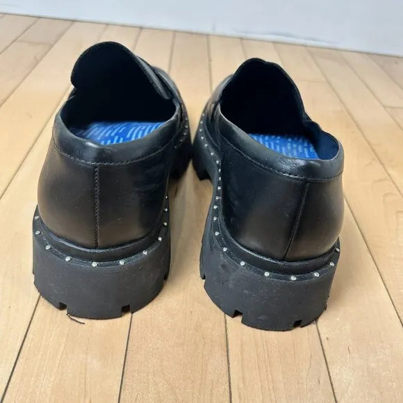 SCHUTZ Christie Studs Loafer Black Lug Sole Size 9