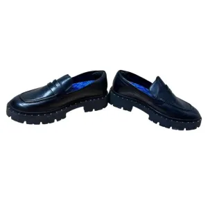 SCHUTZ Christie Studs Loafer Black Lug Sole Size 9