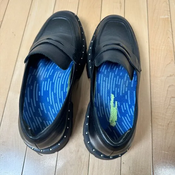SCHUTZ Christie Studs Loafer Black Lug Sole Size 9