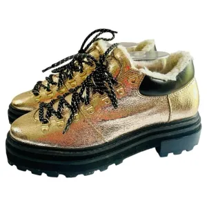Schutz Gold and Black Platform Sneakers Size 9.5