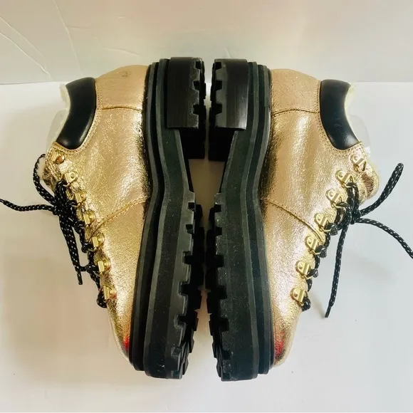 Schutz Gold and Black Platform Sneakers Size 9.5