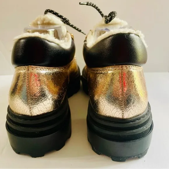 Schutz Gold and Black Platform Sneakers Size 9.5
