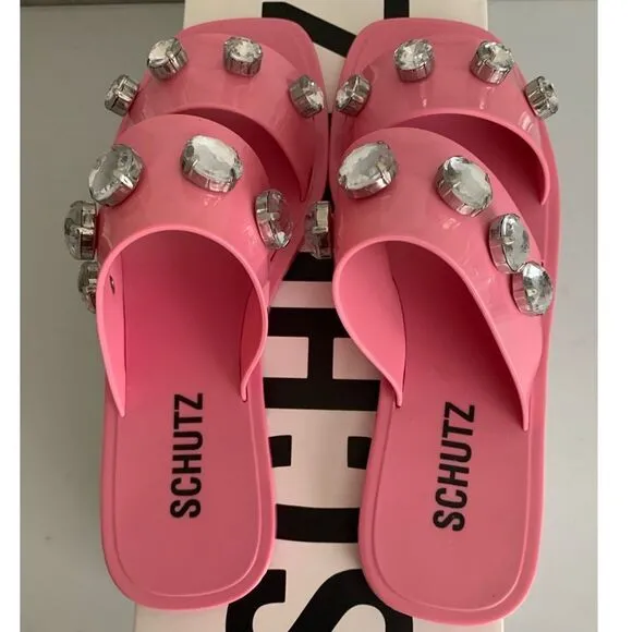 Schutz Lizzie Embellished Slide Sandals