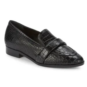 Schutz Romina Croc-Embossed All Leather Loafers in new black size 8
