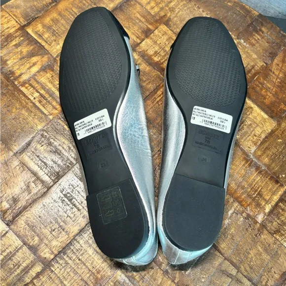 SCHUTZ Silver Arissa Casual ballet Flats Silver and Black New in Box