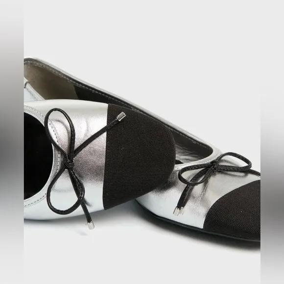 SCHUTZ Silver Arissa Casual ballet Flats Silver and Black New in Box