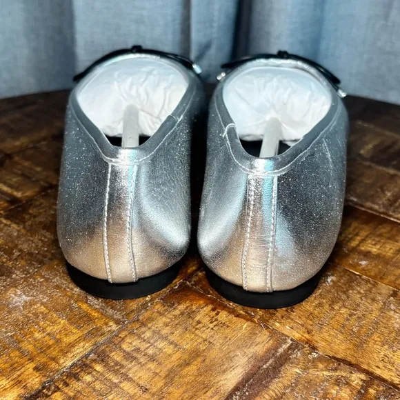 SCHUTZ Silver Arissa Casual ballet Flats Silver and Black New in Box