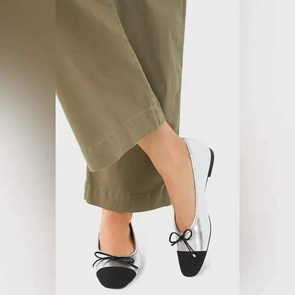 SCHUTZ Silver Arissa Casual ballet Flats Silver and Black New in Box