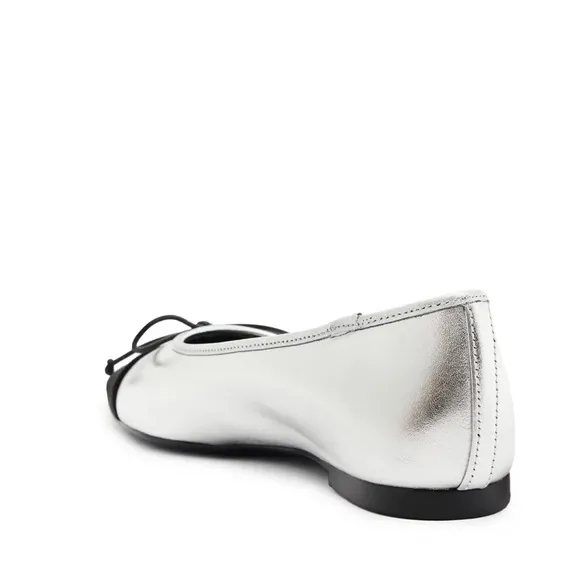 SCHUTZ Silver Arissa Casual ballet Flats Silver and Black New in Box