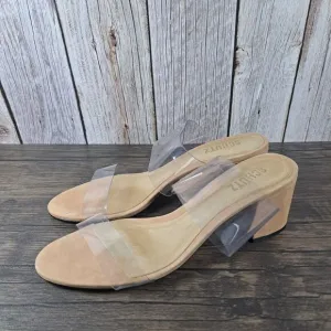 Schutz Victorie Slide Sandals Women's Sz 8.5 B Honey Beige Nubuck Leather NWOB