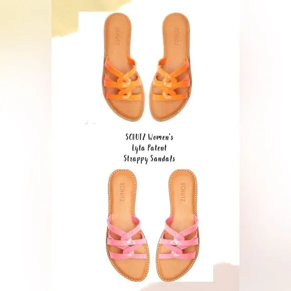 SCHUTZ Women's Lyta Patent Strappy Sandals Bundle In Pink Lemon &amp; Acid Orange