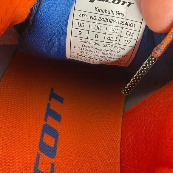 Scott T2 Kinabalu Grip Trail Running Shoes Men’s size 9 Blue Orange Sneakers