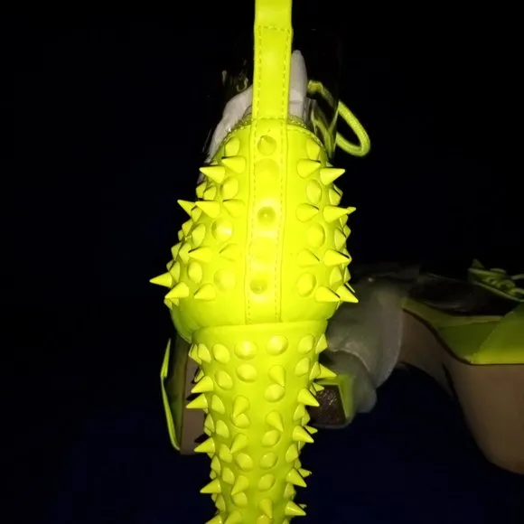 SEE ME SPIKING Spike Platform Boots NEON YELLOW &amp; See Through ( BRAND NEW ! )