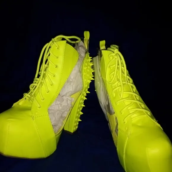 SEE ME SPIKING Spike Platform Boots NEON YELLOW &amp; See Through ( BRAND NEW ! )