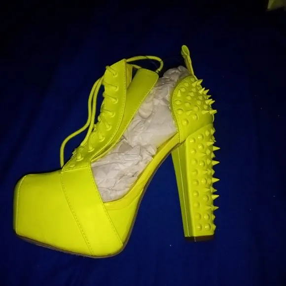 SEE ME SPIKING Spike Platform Boots NEON YELLOW &amp; See Through ( BRAND NEW ! )