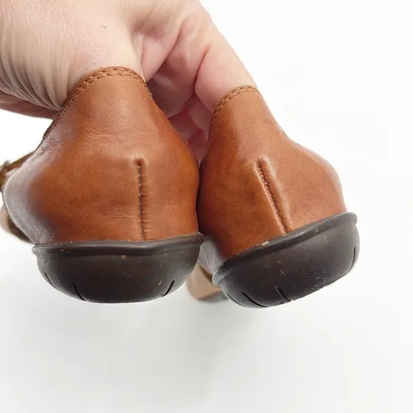 Sergio Tomani Leather Mary Jane Flats Colorblock Yellow and Brown size 37