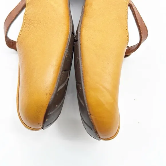 Sergio Tomani Leather Mary Jane Flats Colorblock Yellow and Brown size 37