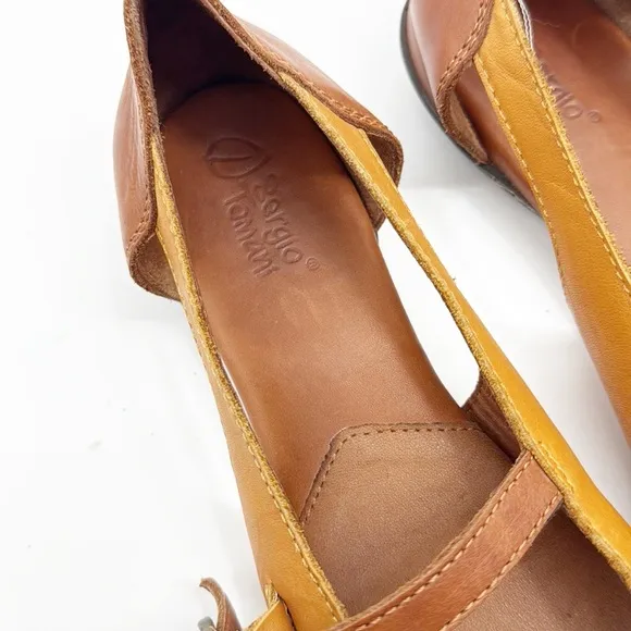 Sergio Tomani Leather Mary Jane Flats Colorblock Yellow and Brown size 37