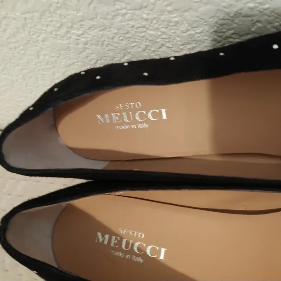 Sesto Meucci Studded Pumps Flats Leather Suede Sz 9.5 NWB