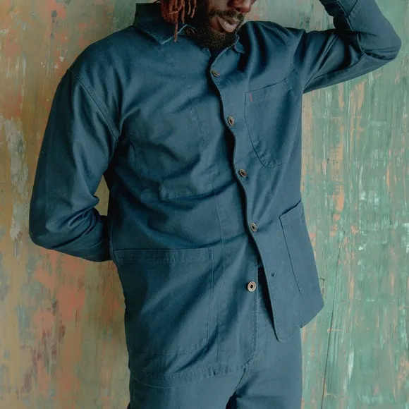 Set: Cunningham Coat   Courier Pant in Cotton Canvas in Banks Street Blue