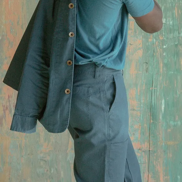 Set: Cunningham Coat   Courier Pant in Cotton Canvas in Banks Street Blue