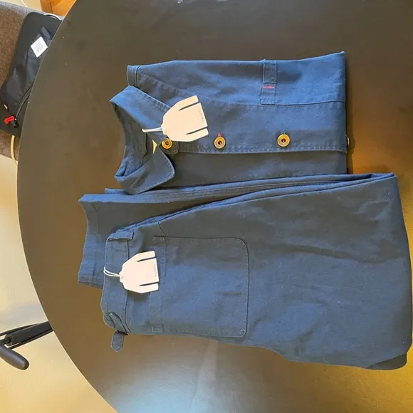 Set: Cunningham Coat   Courier Pant in Cotton Canvas in Banks Street Blue