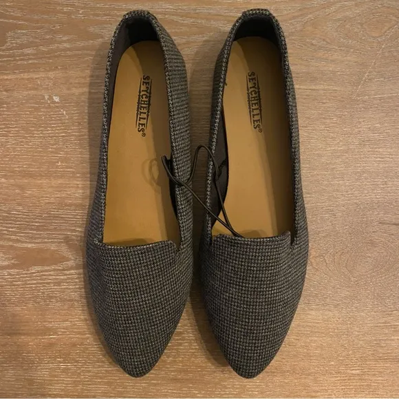 SEYCHELLES Sax Black/Gray Houndstooth Slip On Flats