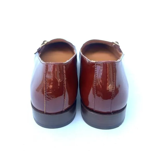Sezane Ninon Low Ballerinas Flats Patent Leather Mahogany Brown Straps 6