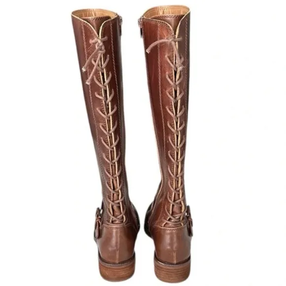 Söfft Kristie Brown Leather Corset Lace Up Tall Boots Size 6