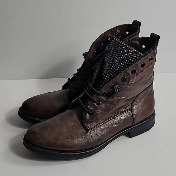 Sheridan Mia Leather Studded Lace-Up Boots - Spark