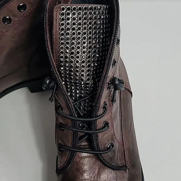Sheridan Mia Leather Studded Lace-Up Boots - Spark