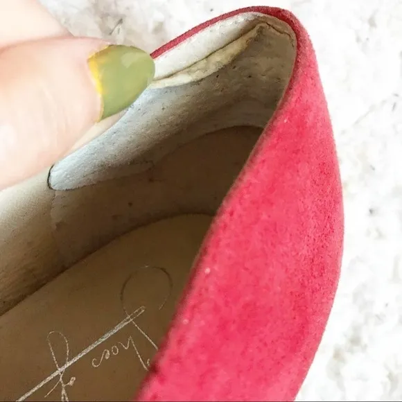 Shoes of Prey: Red and Vibrant Pink Suede Loafers Size 43.5 Extra Narrow