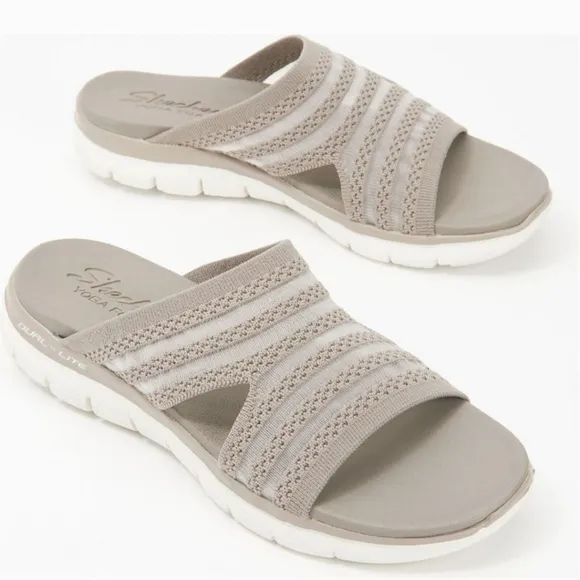 Skechers Flex Appeal Washable Slide Sandals Right Sheer Taupe A4717171 S…