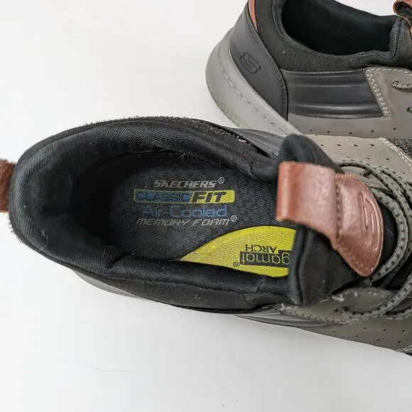 Skechers Mens Sz 10 Sneakers Delson Black Trainers Air-Cooled Memory Foam Gray