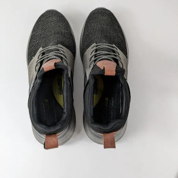 Skechers Mens Sz 10 Sneakers Delson Black Trainers Air-Cooled Memory Foam Gray