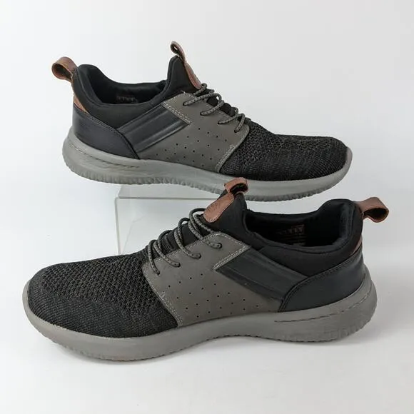 Skechers Mens Sz 10 Sneakers Delson Black Trainers Air-Cooled Memory Foam Gray