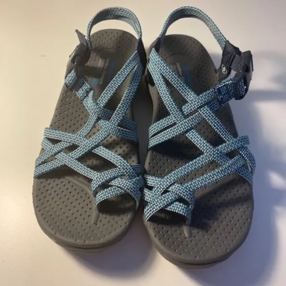 Skechers Regae - Irie Mon Sport Thong Sandals Blue Size 6 New